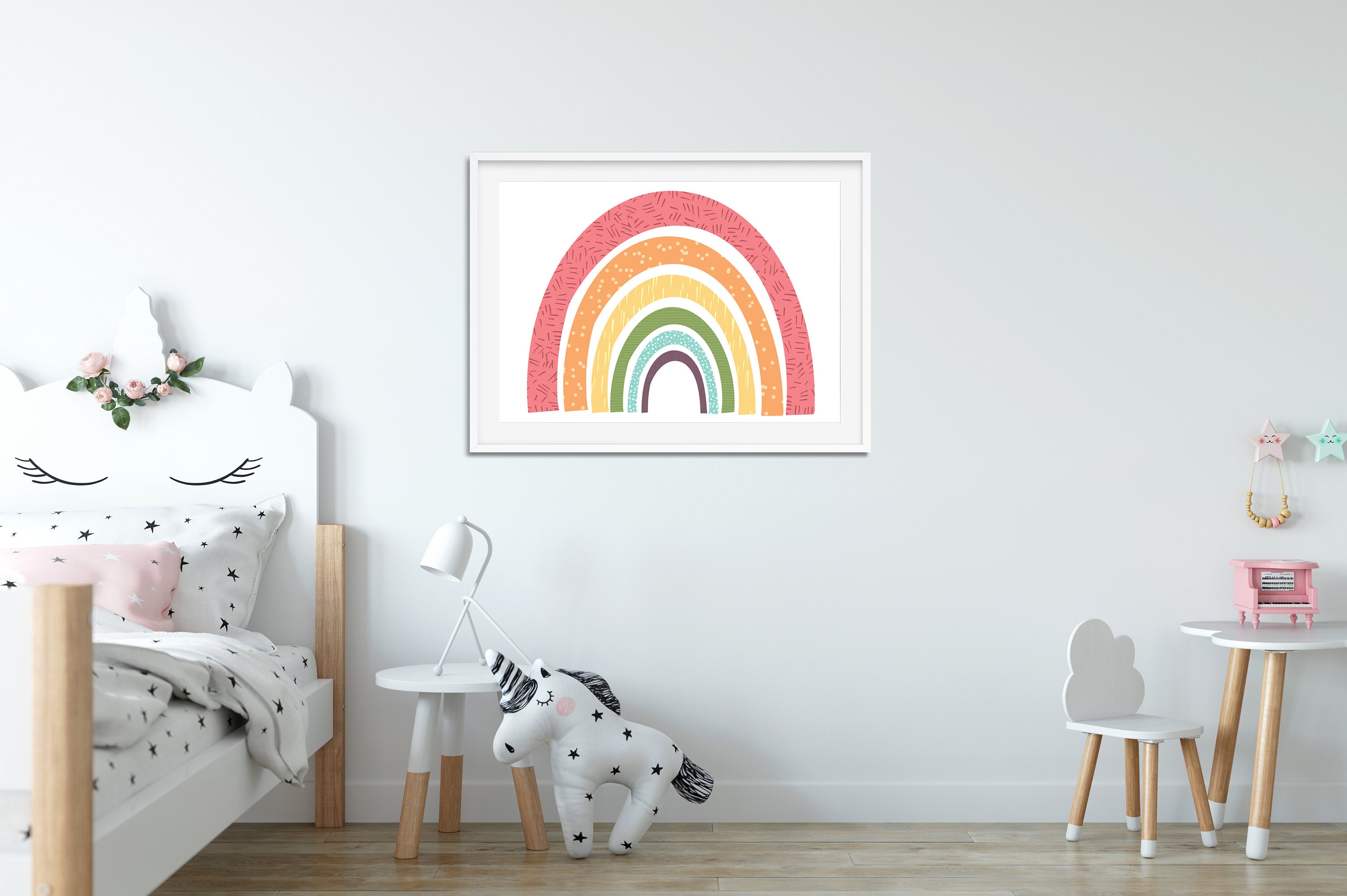 Regenbogen mit Textur Muster für Kinderzimmer druckbare | Etsy