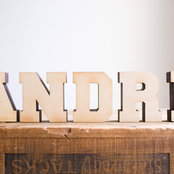 PERSONALIZED Name Gift Wood Block Letters, 2.5” Natural Poplar Wood, Laser Cut, Freestanding