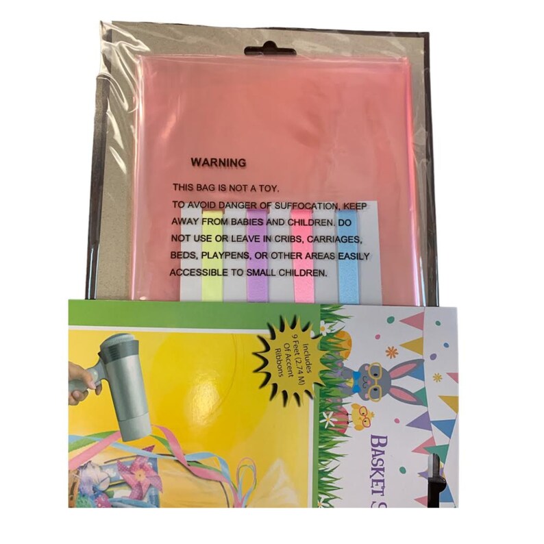 Easter Basket Shrink Wrap Bag With Accent Ribbons Colors Choice Use