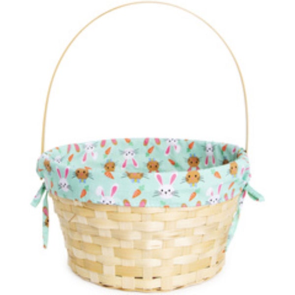 Straw Easter Bunny Basket with Lining and Handle