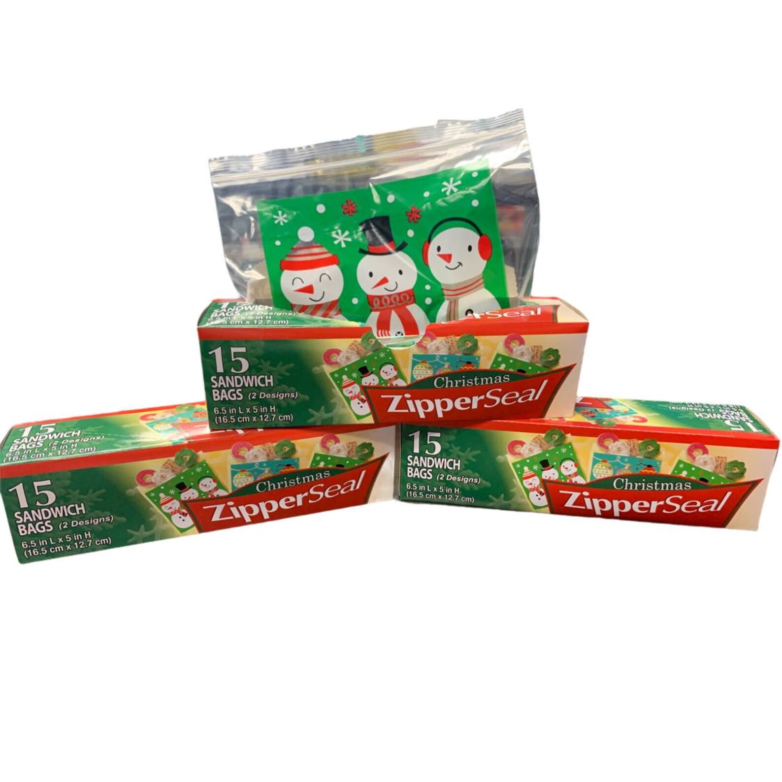 Christmas Zipper Seal Sandwich Bags Pack of 3 45 Bags Total Etsy