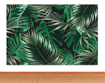Palm Leaf 10x12 FT Photography Backdrop Hand Drawn Stylized Leaves Framework Floral Environment Theme Background for Baby Birthday Party Wedding Vinyl Studio Props Photography