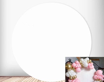 White Round Photo Backdrop for Photography Wedding Baby Shower Photography Background Custom Size Circle Polyester Elastic Panel