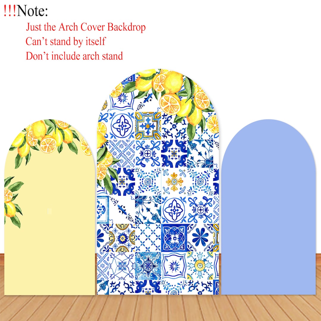 Mediterranean Lemon Theme Blue Bridal Shower Arch Backdrop Kit