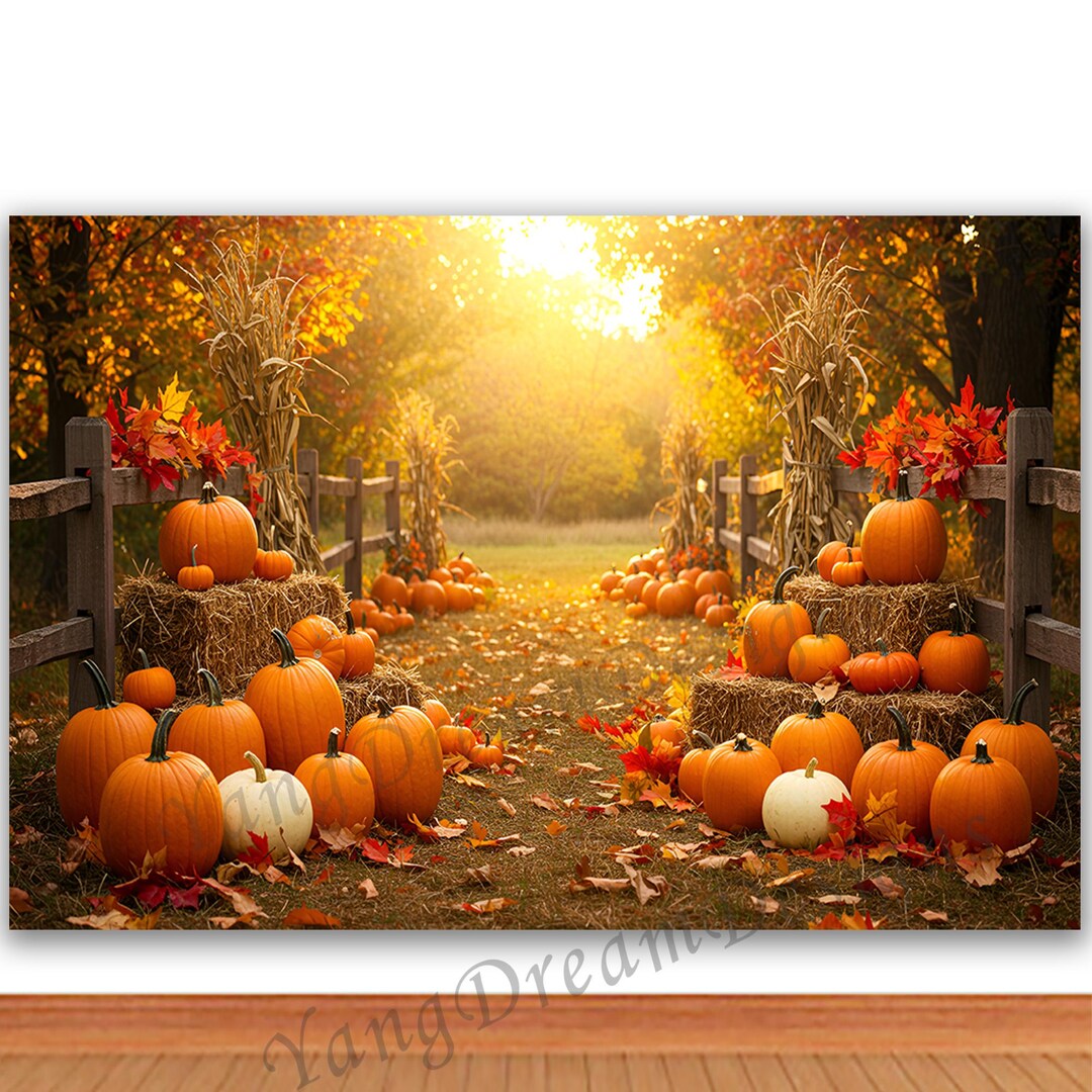 Pumpkin Autumn Photo Backdrop: Family Kid Baby Portrait Thanksgiving ...