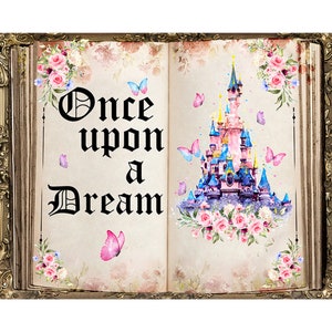 Story Book Photo Backdrop Once Upon A Time Princess and Castle Photography Background Birthday Photo Studio Banner