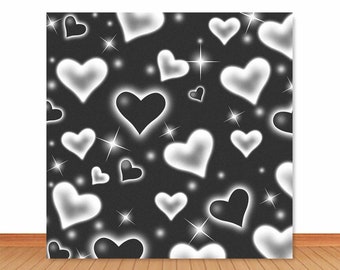 Début des années 2000 coeur noir photo de fond des années 90 amour Saint Valentin mariage douche nuptiale photographie arrière-plan bokeh rétro vinyle accessoires de studio photo