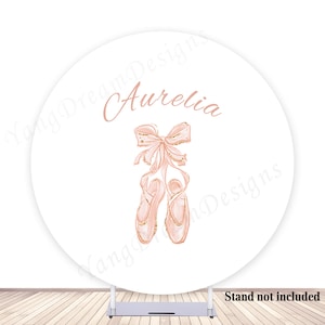 Ballet Theme White Round Backdrop Cover Girls Birthday Photo Background Polyester Fabric Circle Banner with Elastic