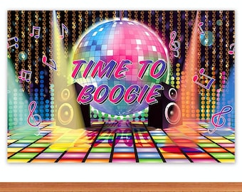 Retro Disco Party Backdrop: Time To Boogie Photography Prop