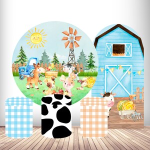 Boerderijdieren Koe Elastische Cilinder Cover Foto Achtergrond Schuur Fotografie Achtergrond Dubbelzijdige Boog Cover Fotostudio Prop