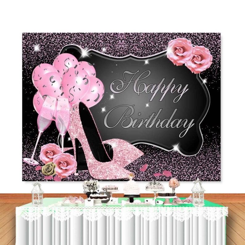 Happy 30th 40th Birthday Backdrop for Photography Purple - Etsy