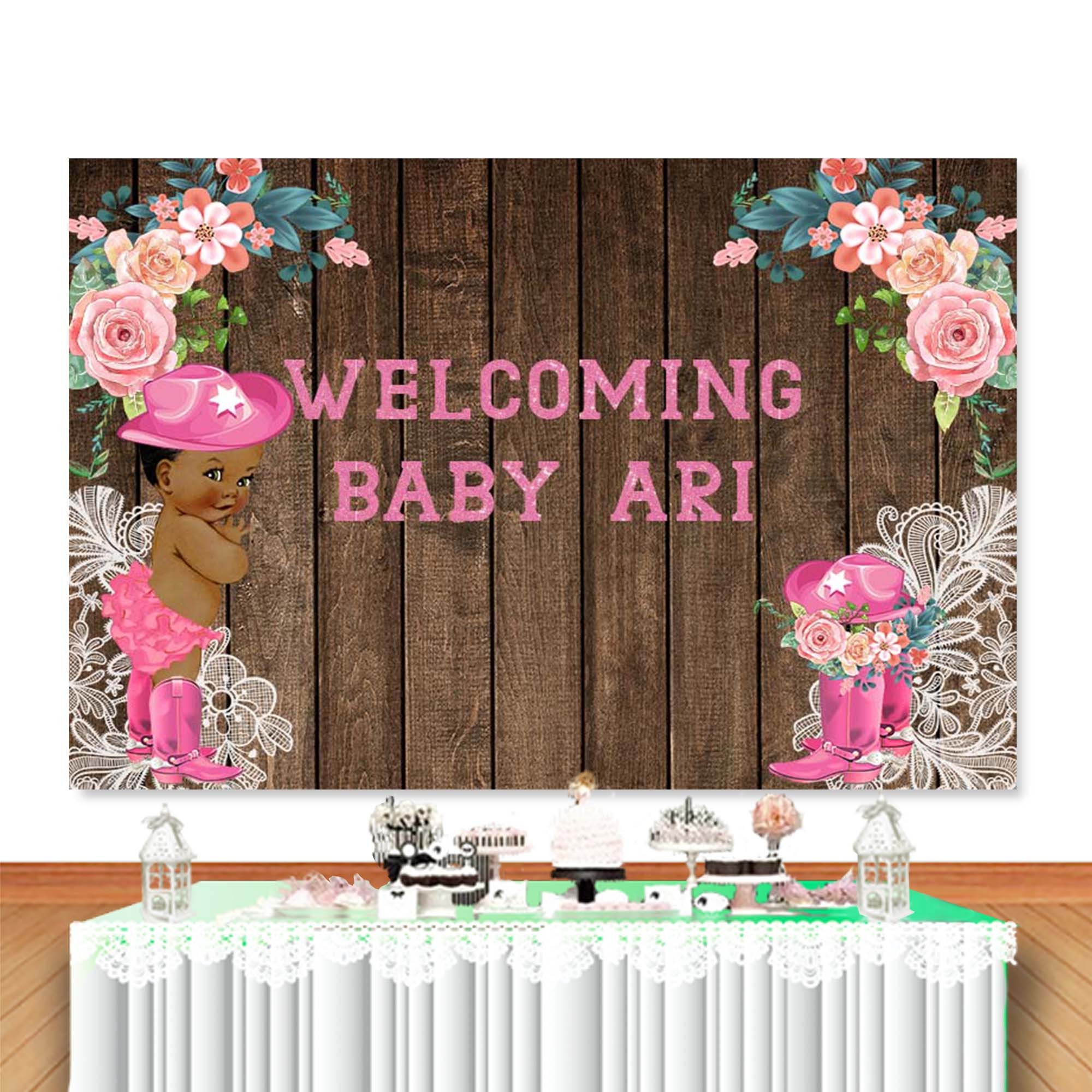Western Boho Backdrop Happy Birthday Cowgirl Pink Blush Floral Boots Photography Background Girls Birthday Party Decoration Supplies Cake Table Banne