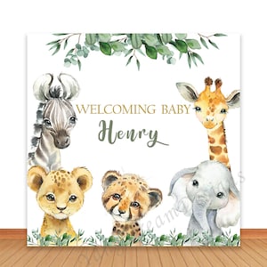 Safari Photo Backdrop Jungle Animals Green Leaves Photography Background Birthday Baby Shower Vinyl Polyester Photo Studio Banner