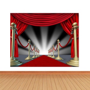 Red Carpet Hollywood Light Photo Backdrop Weeding Birthday Awards Ceremony Photography Background Prom Party Vinyl Photo Studio Props