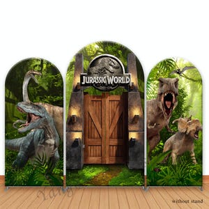 Sfondo fotografico per arco di dinosauri Jurassic World, sfondo per feste di compleanno, tessuto bifacciale, sfondo fotografico Chiara