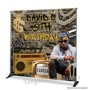 80's 90's Graffiti Photo Backdrop 90s Retro Hip Hop Birthday Photography Background Personalized Vinyl Polyester Banner