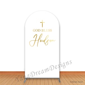 God Bless Photo Backdrop Arch Cover Christening Baptism Photography Background Fabric Photo Booth Cover
