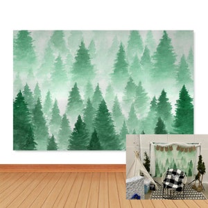 Sfondo fotografico con foresta verde, boscaiolo invernale, animali da safari, campeggio, avventura, fotografia, sfondo in vinile personalizzato, accessori per studio fotografico