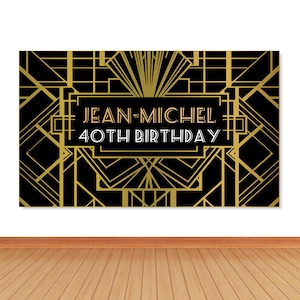 The Great Gatsby Photo Backdrop 40th 50th Birthday Adult Party Elegant Photography Background Black and Golden Lines Vinyl Photo Studio Prop
