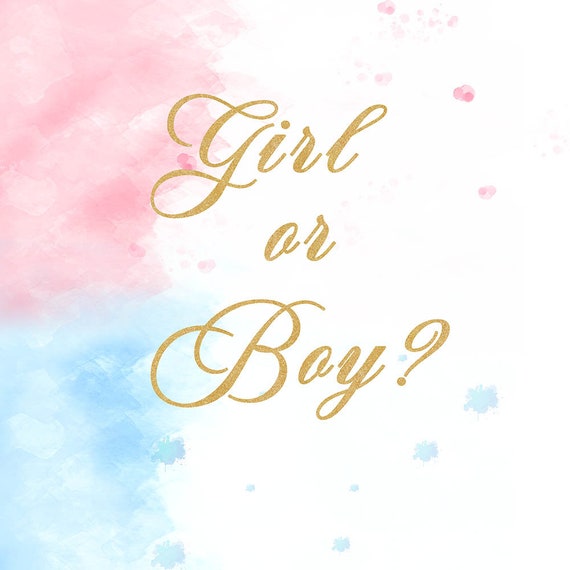 Pink or Blue Watercolor Photo Backdrop Baby Shower Gender - Etsy