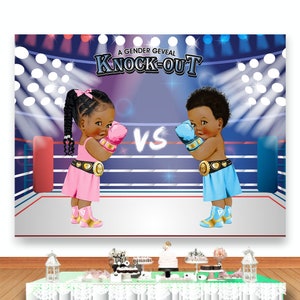 Boxing Gender Reveal Backdrop Pink or Blue Photography Background He or She Boy or Girl Photo Studio Banner