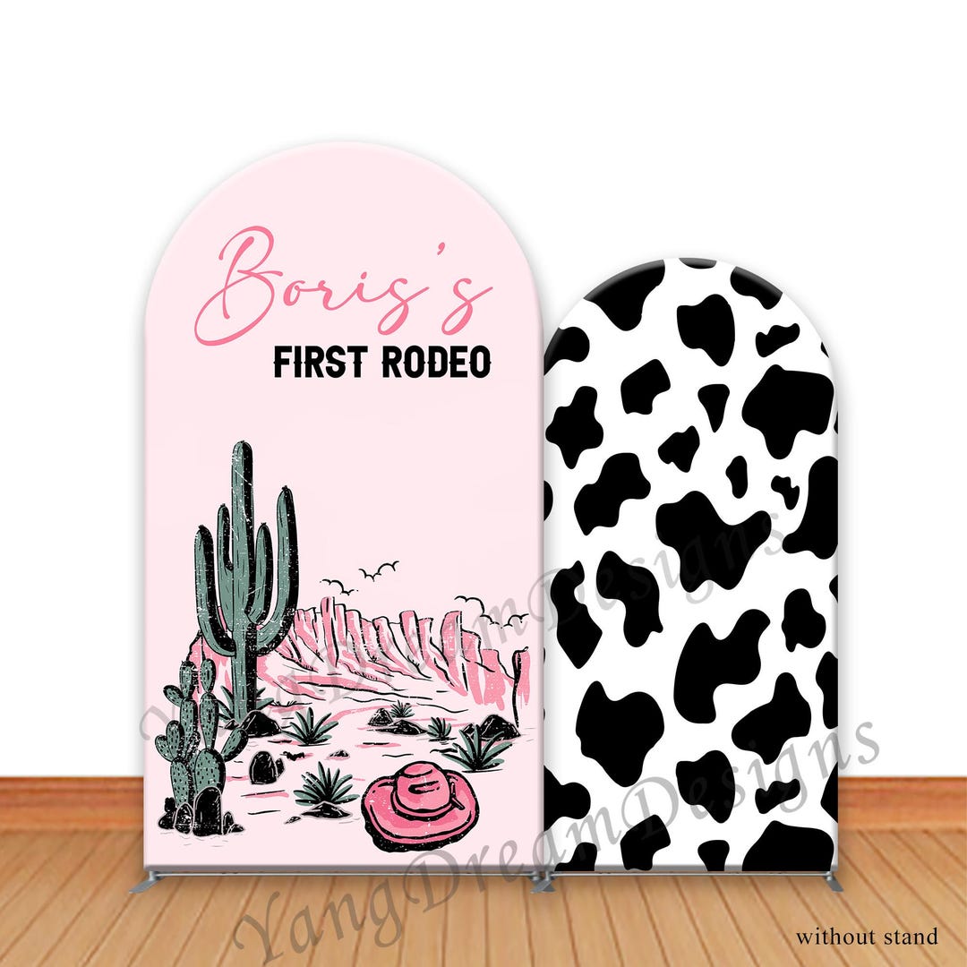 Girl Rodeo Background Girl First Rodeo Photo Backdrop: Pink Cowgirl Arch Background Fabric ...