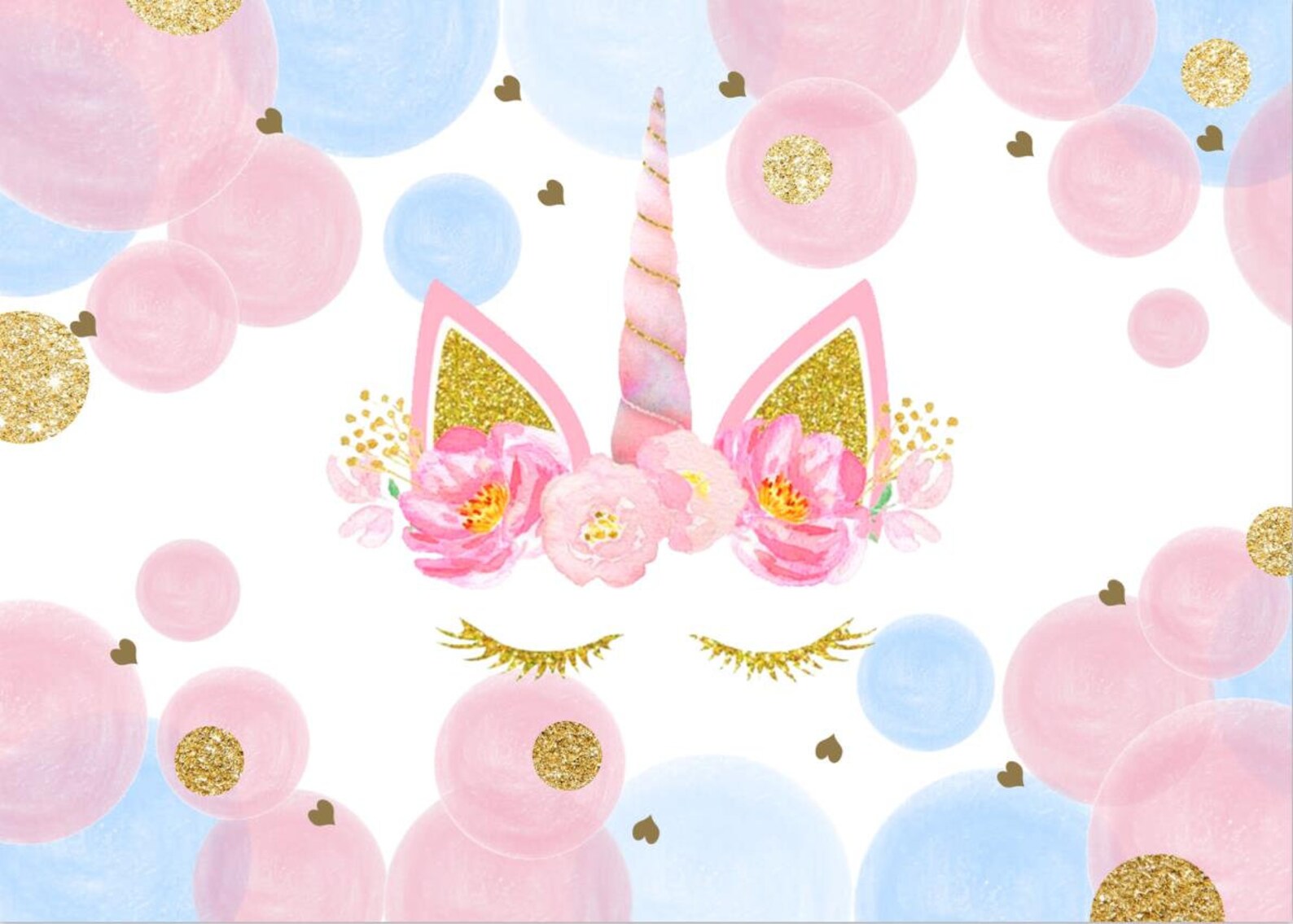 Rosa Einhorn und Blume Foto Hintergrund Kinder 1. Geburtstag | Etsy