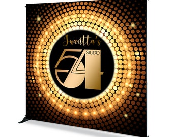 Studio 54 Photo Backdrop Birthday Party Gold and Black Photography Background Vinyl Polyester Photo Studio Banner