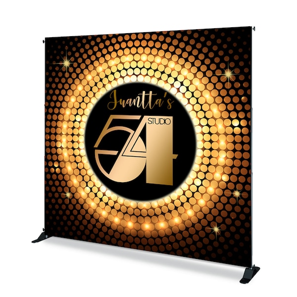 Studio 54 Photo Backdrop Birthday Party Gold and Black Photography Background Vinyl Polyester Photo Studio Banner