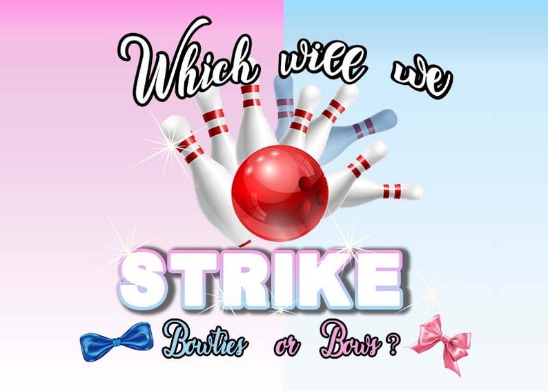 Bowling Gender Reveal Photo Backdrop Baby Shower Tie or Bow Etsy UK