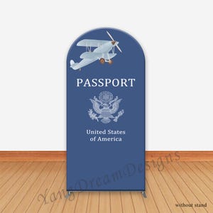 Couverture arrière pour passeport de voyage, toile de fond, thème de voyage, couverture en tissu