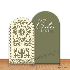 Sage Green Cielito Lindo Photo Backdrop Cover Fiesta Mexican Wedding Baptism Baby Shower Photography Background Arch Cover