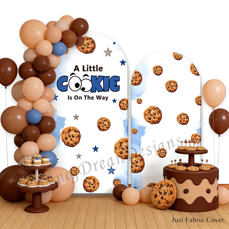 Multiple Cookies Backdrop Little Cookie is on the Way Photo Backdrop: Birthday Fabric Arch ...