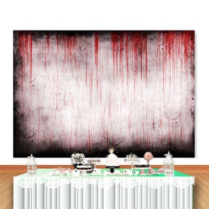 Bloody Gray Wall Photo Backdrop Halloween Day Horror Night Photography Background Red Retro Vinyl Photo Studio Props