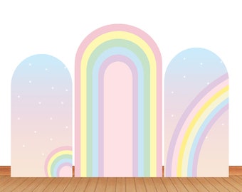 Rainbow Double-Sided Arch Cover Photo Backdrop Pastel Color Photography Background Pink Photo Studio Cover