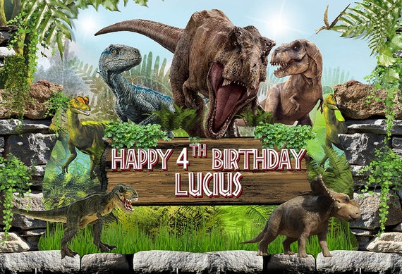 Jurassic World Dinosaur Photo Backdrop Boys Happy Birthday - Etsy Israel