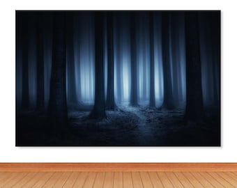 Scary Dark Forest Photo Backdrop Halloween Decoration Photography Background Navy Blue Vinyl Photo Studio Props