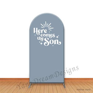Here Comes the Son Baby Shower Backdrop: Dusty Blue Arch Cover