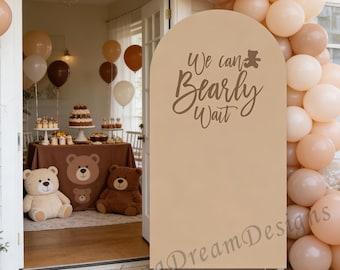We Can Bearly Wait Baby Shower Backdrop: Personalized Arch Cover