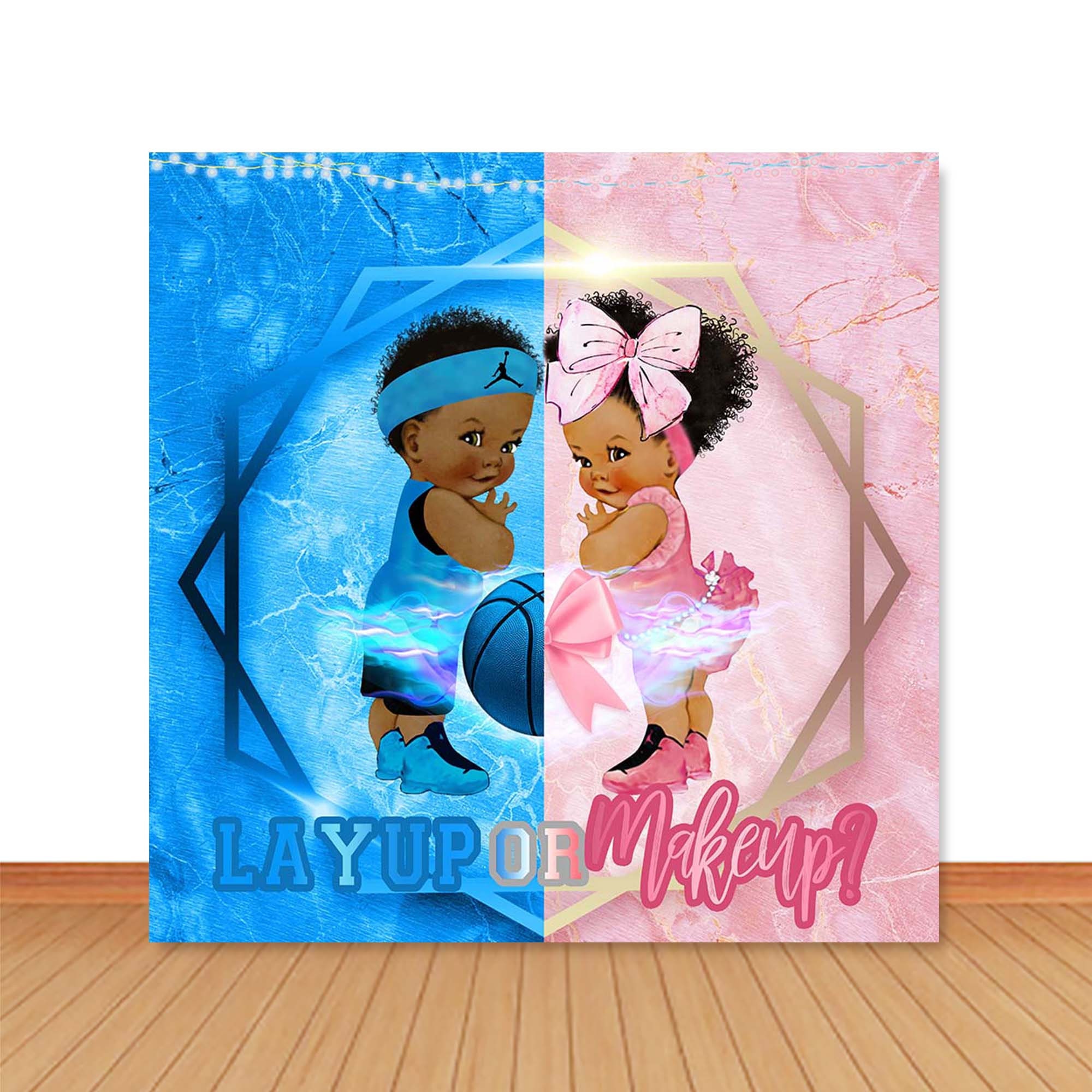 Buy Layup or Makeup Gender Reveal Photo Backdrop Sport Baby Shower