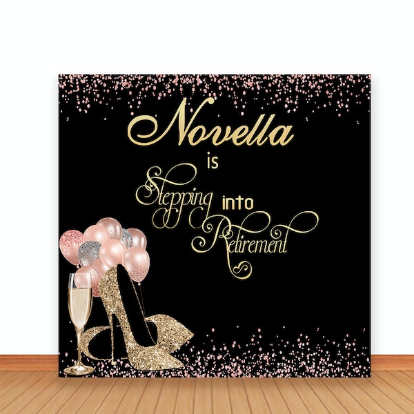 Gold High Heels Custom Congrats Retirement Backdrop