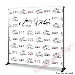 Wedding Photo Backdrop Custom Names Step and Repeat Photography Background Personalized Vinyl Polyester Banner