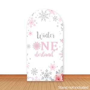 Inverno Onederland Arch Backdrop Cover Meninas Aniversário Dupla Face Arched Photo Backdrop Tecido Fotografia Fundo Capa