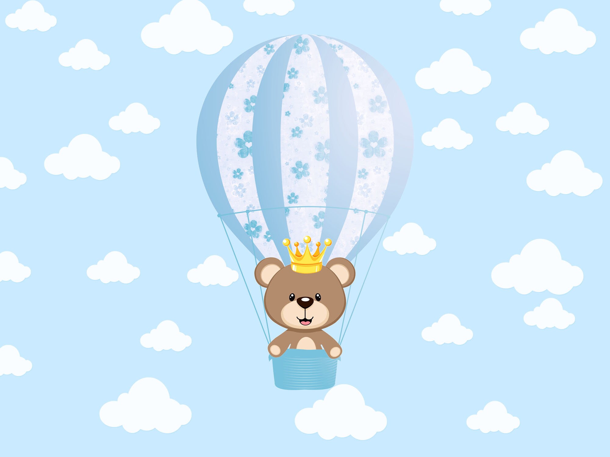 Blue Hot Air Balloon Photo Backdrop Kids Birthday Up Up And Etsy