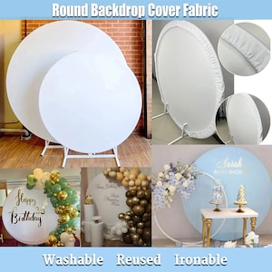 Fondo fotográfico redondo blanco para fotografía de bodas, baby showers, tamaño personalizado, panel elástico de poliéster circular.