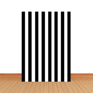 Black and White Stripes Photography Backdrop Baby Shower Birthday Black Striped Photo Background Custom Text Size Color
