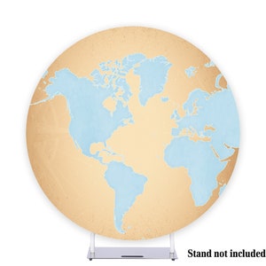 Wereldkaart Ronde Achtergrond Cover Vintage Kaart Verjaardag Bruiloft Reizen Foto Achtergrond Polyester Stof Cirkel Banner met Elastiek: