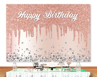 Rose Gold Glitters Photo Backdrop Sweet 16th Birthday Bridal Shower Wedding Diamonds Photography Background Shiny Vinyl Photo Studio Props