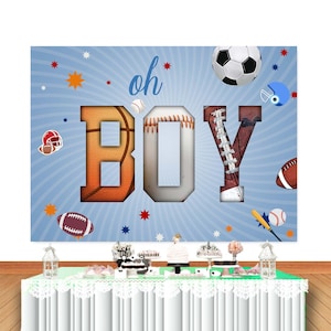 Oh Boy All Star Photo Backdrop Baby Shower Sports Theme Party Baseball Photography Background Blue Custom Vinyl Photo Studio Pro