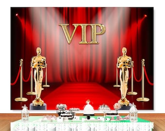 VIP Award Ceremony Photo Backdrop: Red Carpet, Golden Statuette